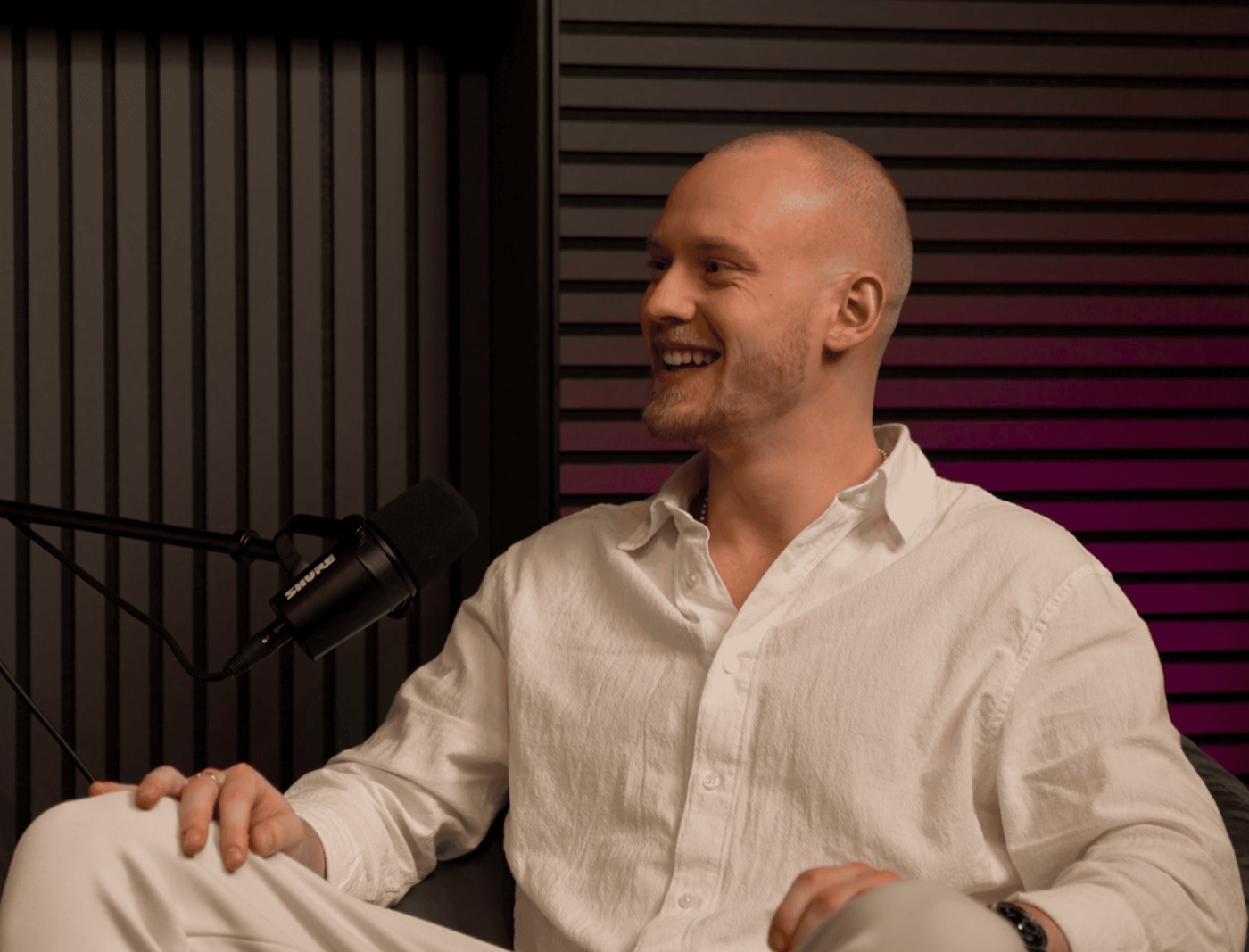 Kenneth Beller in the Best Life Agency recording studio